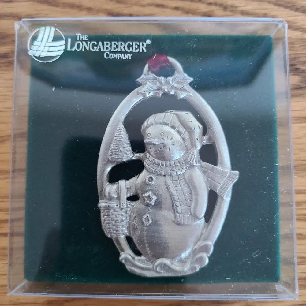 Longaberger Snow Friends Pewter Ornaments #72800 Snowball and Flurry 1999 NIB